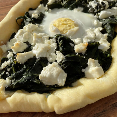 Tarte rustique épinard, féta et œuf