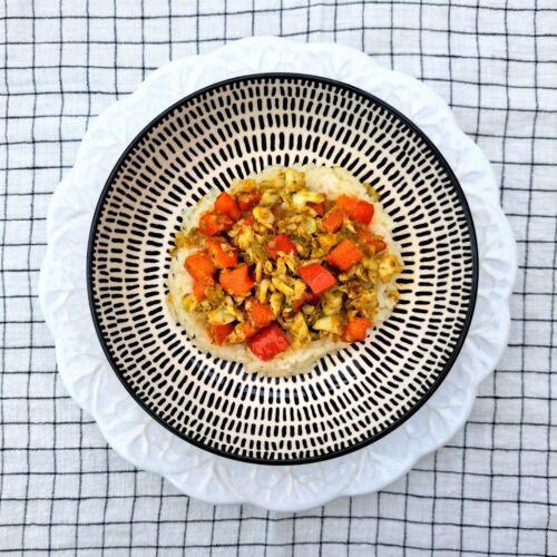 Poisson blanc au pesto et au poivron